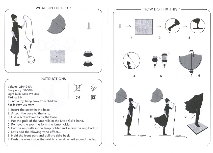 Skitso Little Girls Tischlampe Titania mit helltürkisem Schirm
