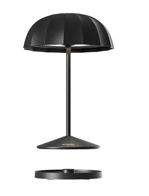 Sompex Tischleuchte Ombrellino schwarz LED Akku-Outdoorlampe, stufenlos dimmbar