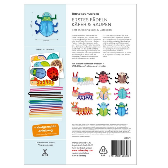 Haba Sachenmacher Bastelset- Erstes Fädeln Käfer & Raupen