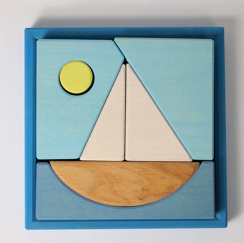 Grimms Bauspiel Blau Holzspielzeug