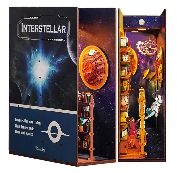 Tonecheer Bastelset Book Nook Interstellar Holz-Bausatz mit Licht