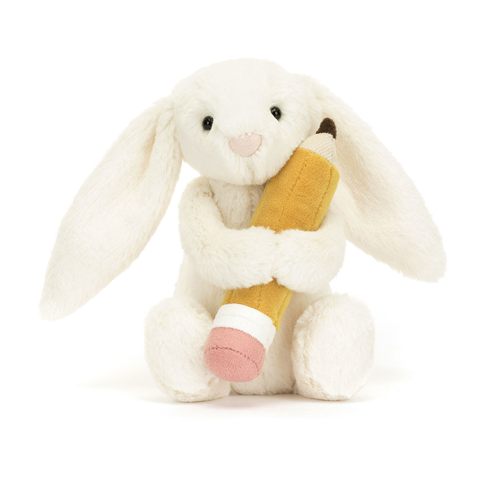Jellycat Stofftier Bashful Bunny with Pencil Plüschhase mit Stift