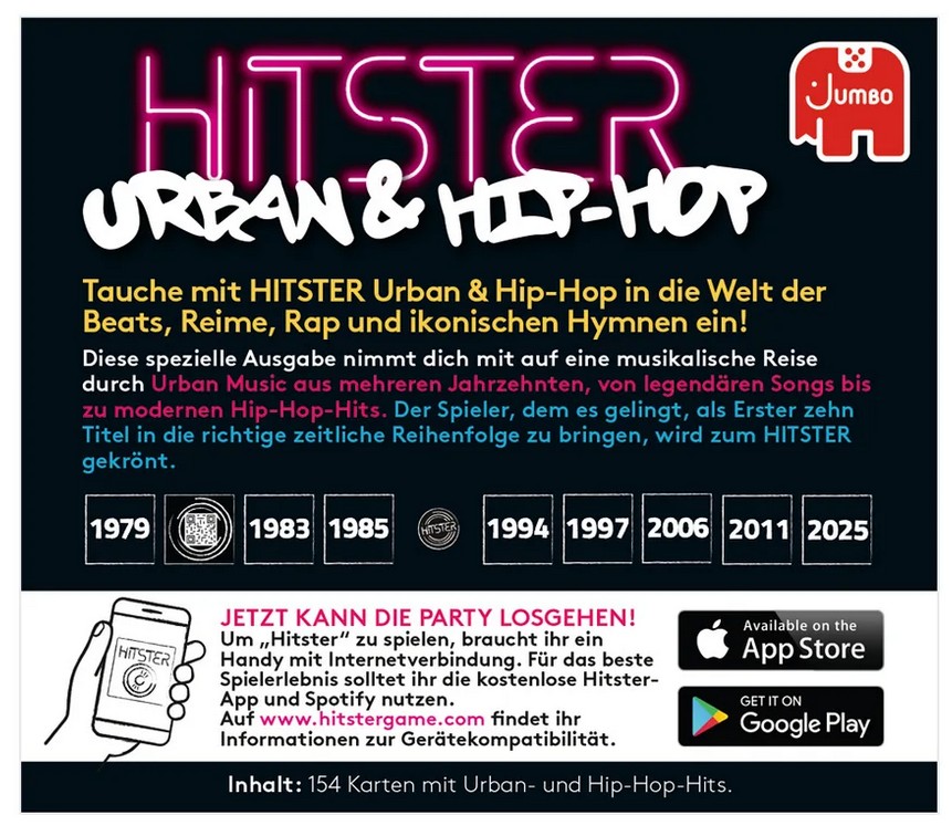 Jumbo Partyspiel Hitster Urban & Hip-Hop Gesellschaftsspiel rund um die Musik