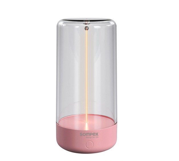 Sompex PULSE Akku-Tischleuchte pink wetterfeste Dekolampe mit beweglichen Filament