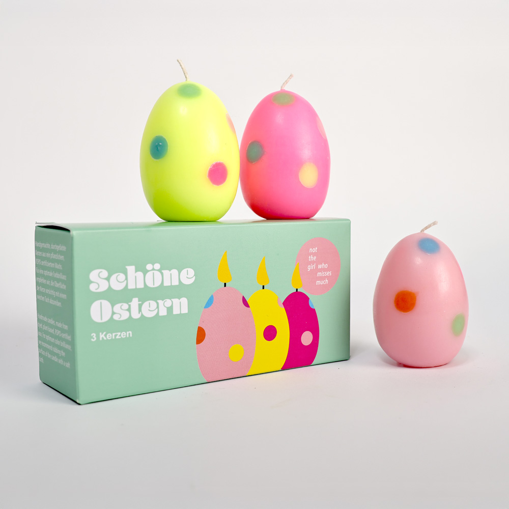 Osterkerzen 3er Set Ei-Kerzen Handgemachte Fairtrade Kerzen