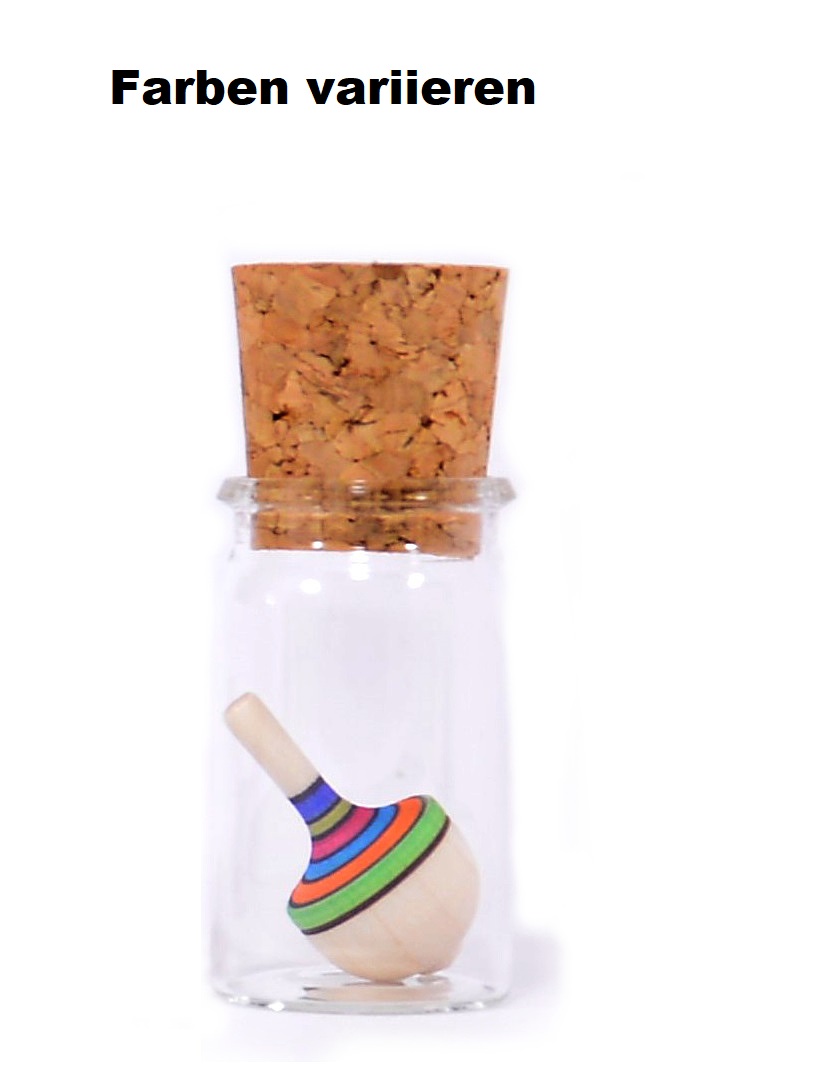 Mader Miniaturkreisel Traditionell gestreift im Glas Mini-Holzkreisel aus der Kreiselmanufaktur