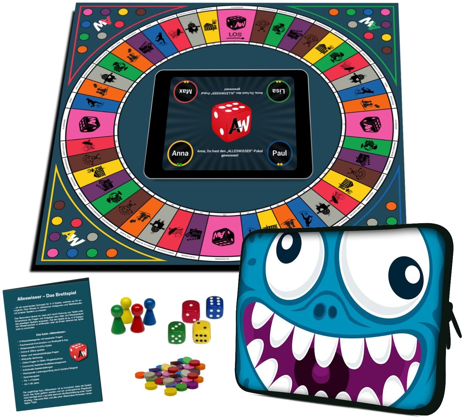 Quiz-Brettspiel Alleswisser Comic Design 