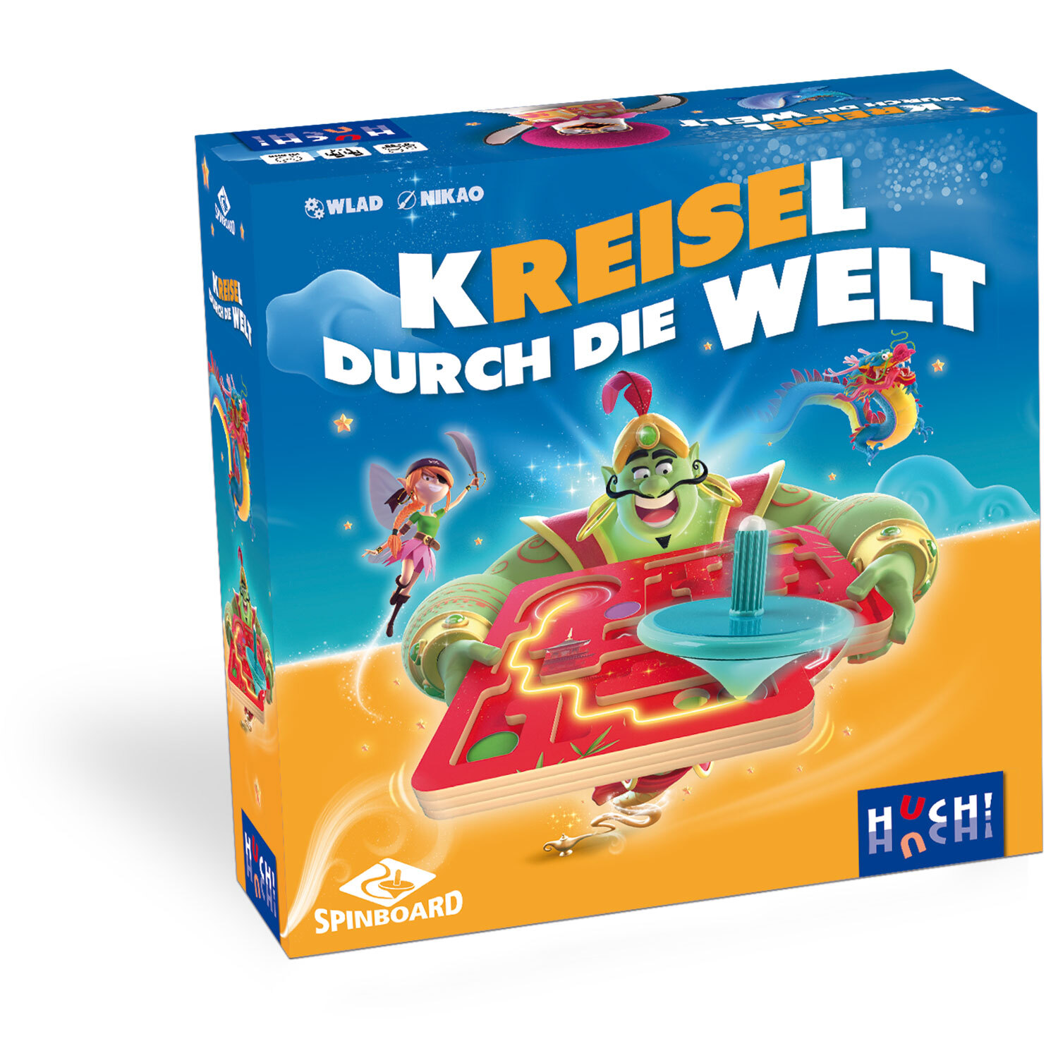 Geschicklichkeitsspiel Kreisel durch die Welt für 1-4 personen ab 6 Jahren