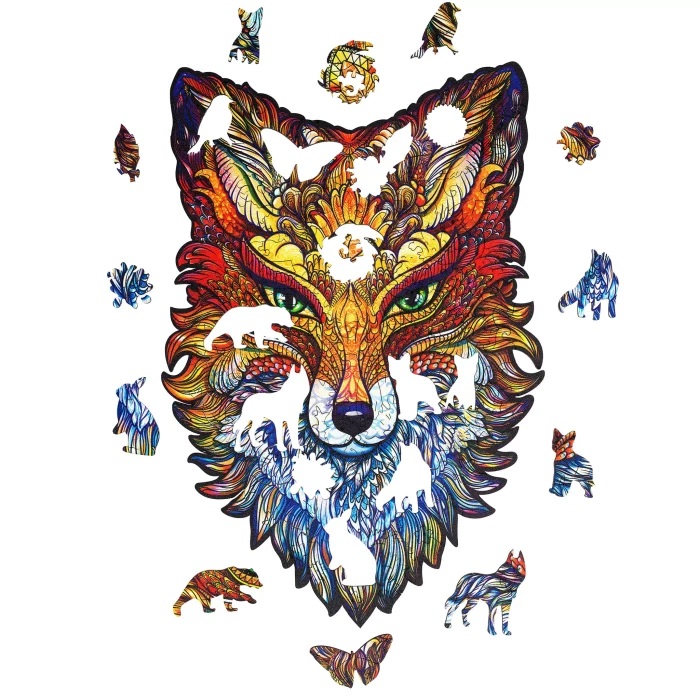 Unidragon Holz-Puzzle - Fiery Fox "M" 22 x 32 cm, 197 Teile