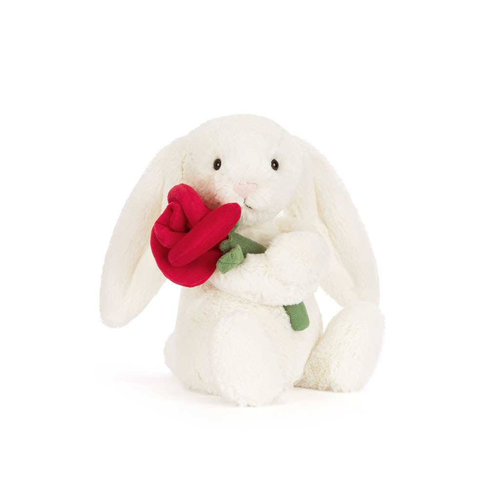 Jellycat Stofftier Cream Bunny with Rose Valentinskollektion