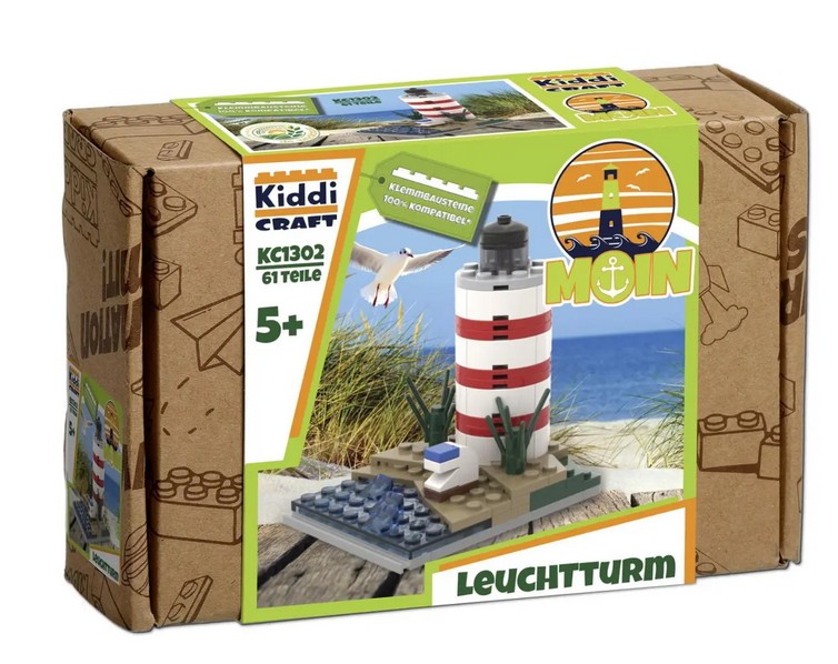 KiddiCraft Klemmbausteinset Kleiner Leuchtturm 61 Teile