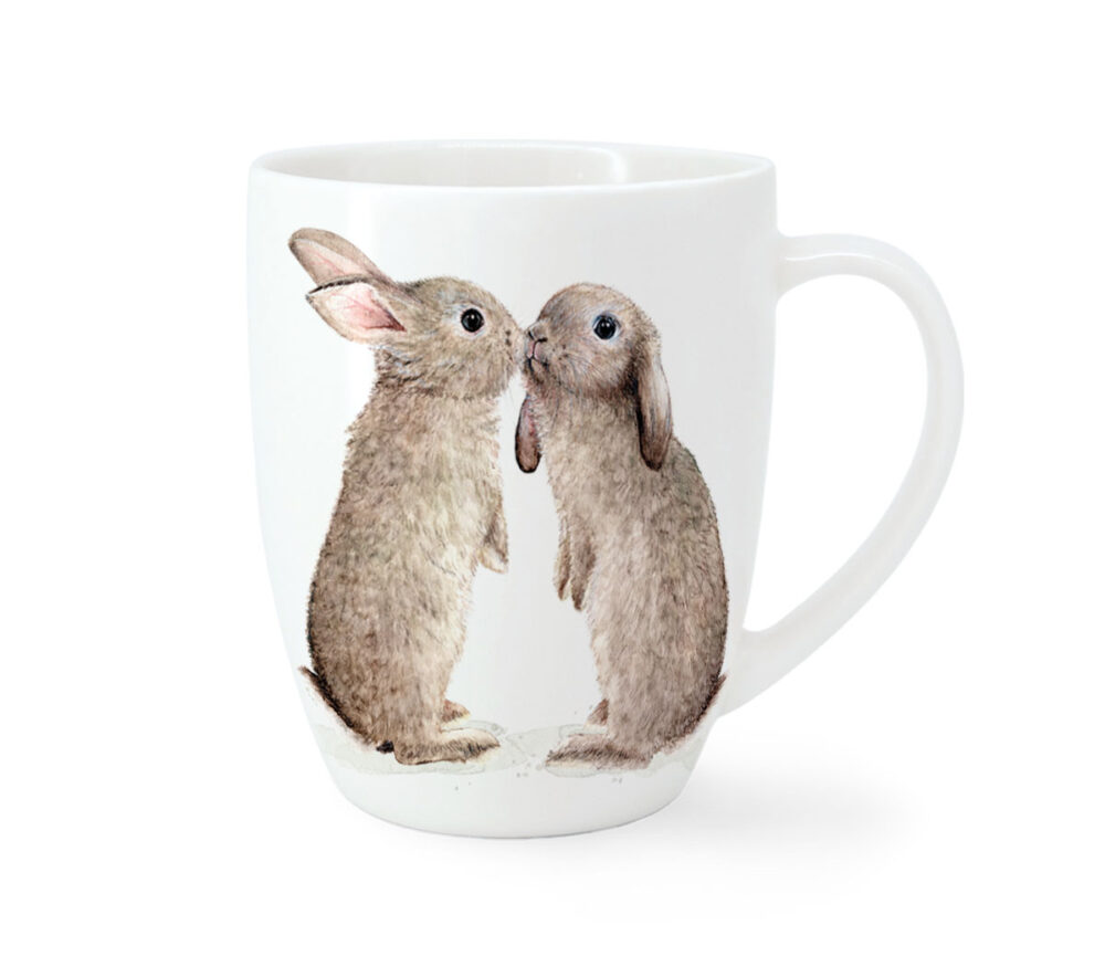 Maluu Tasse Bunny Bliss aus Porzellan mit zwei Hasen-Motiven