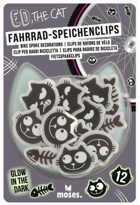 moses Fahrrad-Speichenclips Ed, the Cat Glow in the dark