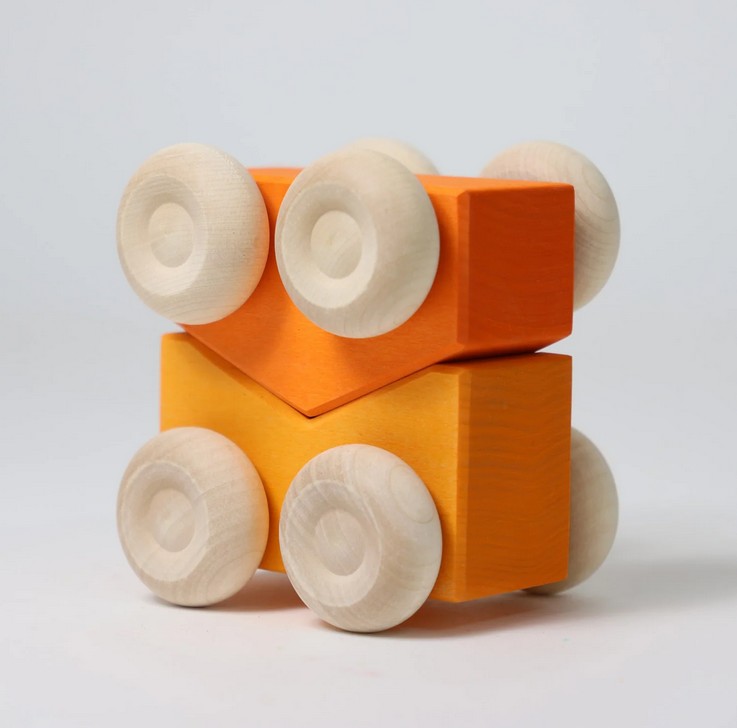 Grimms Stapel-Autos Orange zwei Holz Autos im Set