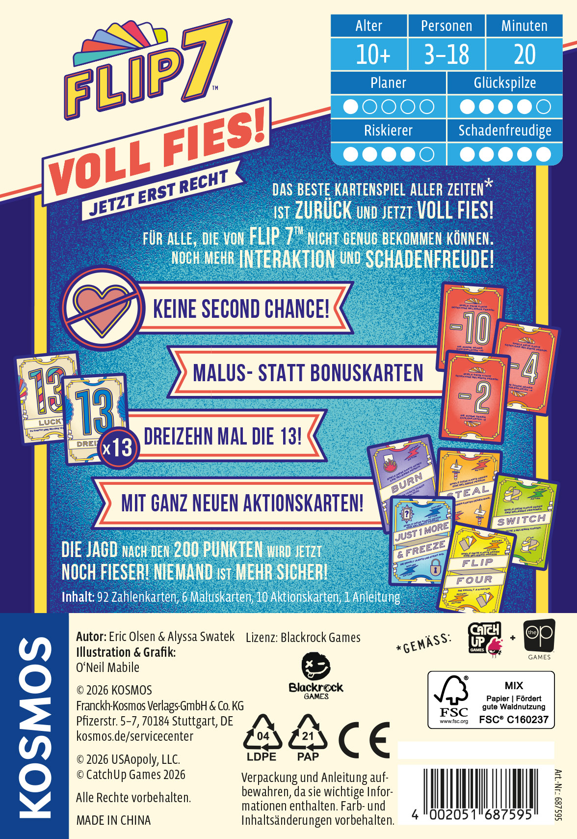 Kosmos Kartenspiel Flip 7 Voll fies