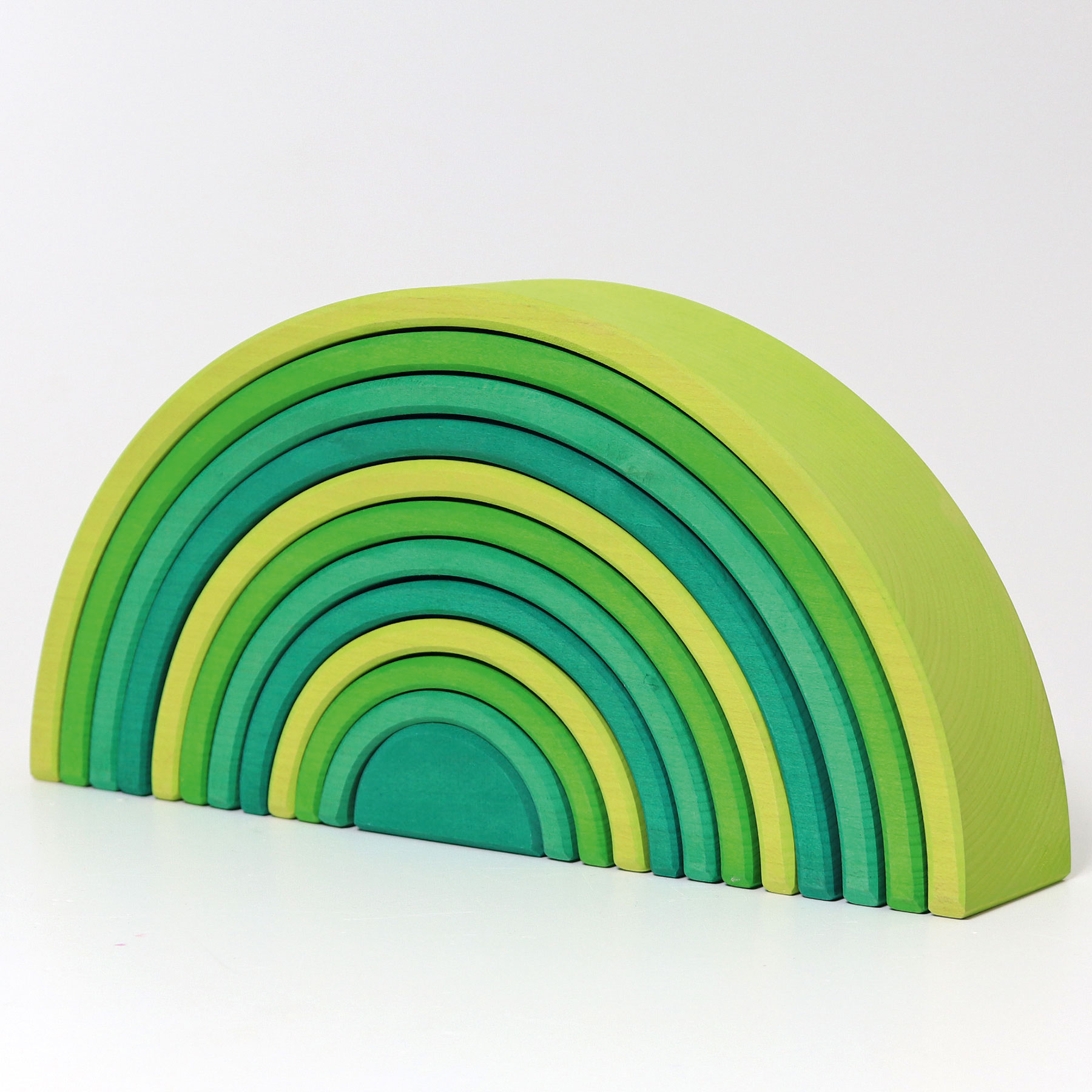 Grimms Großer Regenbogen Wiesengrün, 38cm, 12-teiliger Holzbausatz 