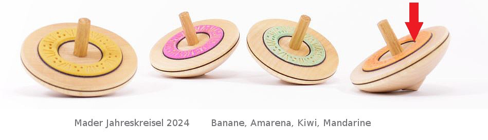 Mader Jahreskreisel 2024 Mandarine Holzkreisel aus der Kreiselmanufaktur