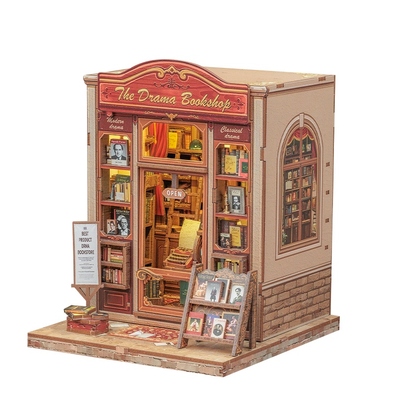 Cutebee Bastelset Book Drama bookshop Holz-Bausatz mit Licht