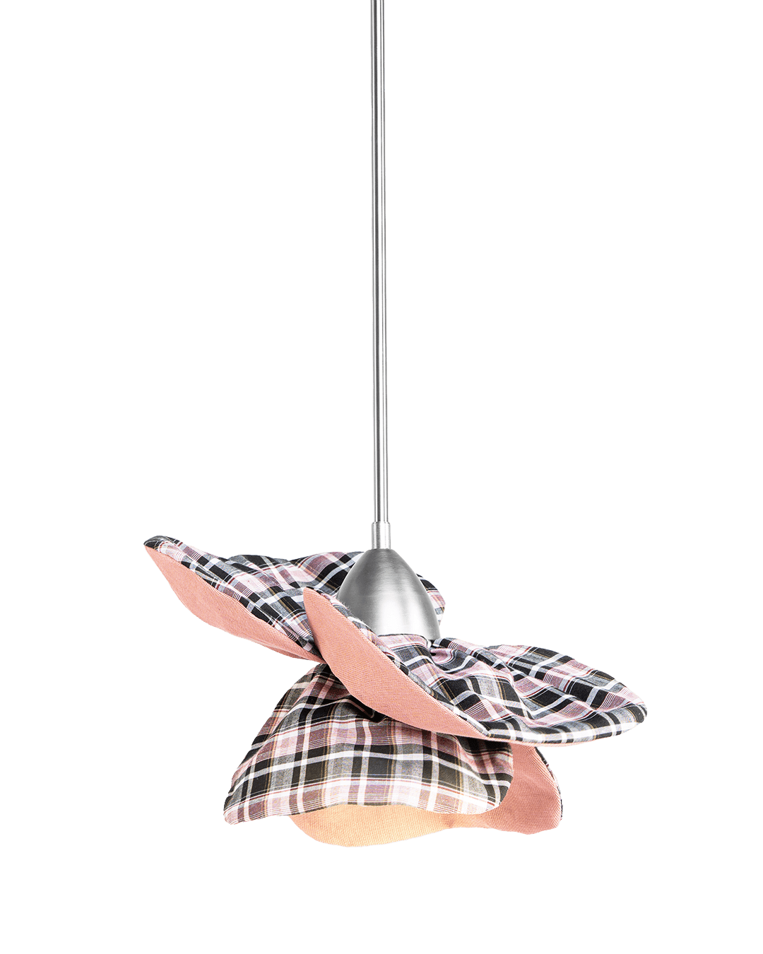 Skitso Hängelampe Pink Checked Poppy - Blütenlampe aus Stoff Luminous Botanica pentant
