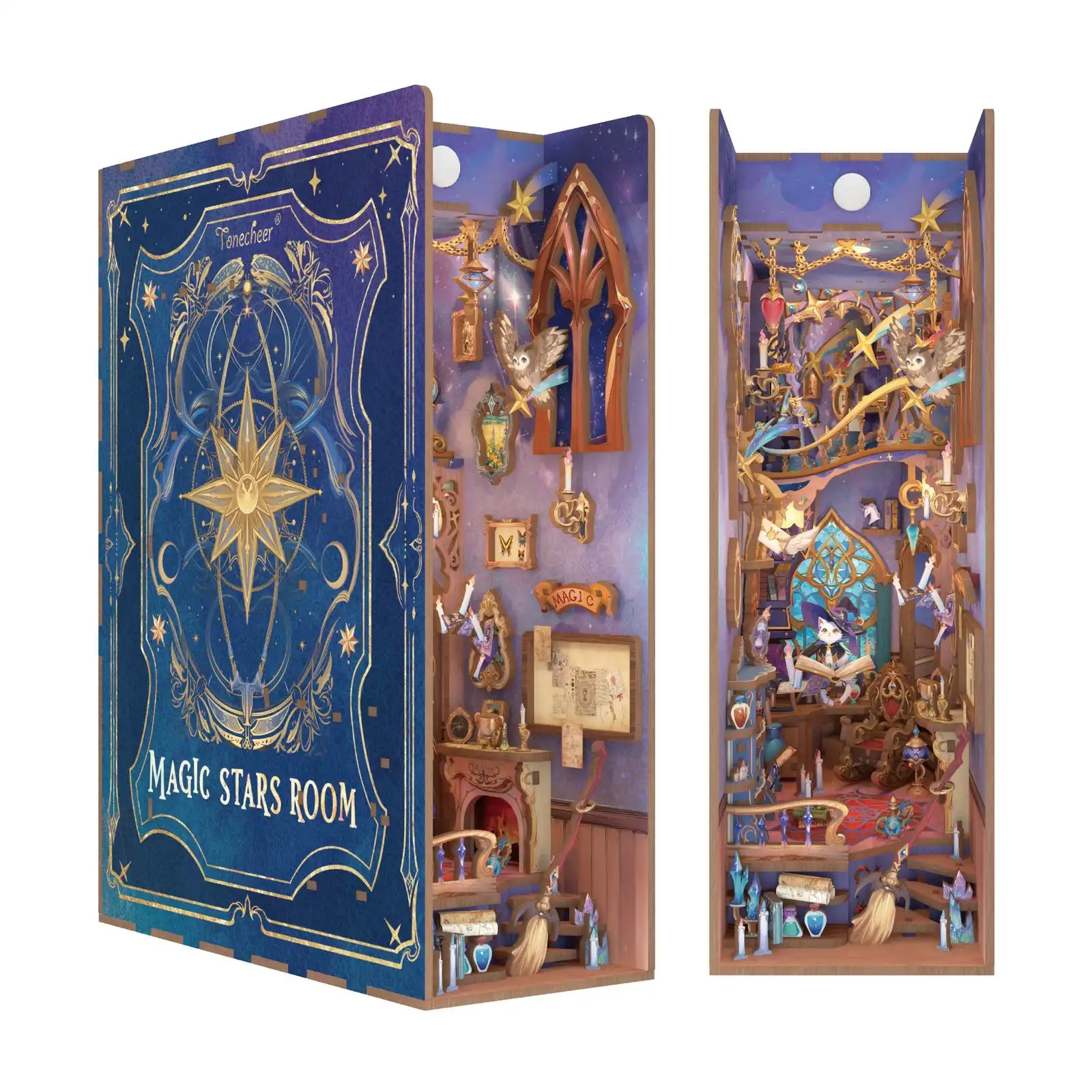 Tonecheer Bastelset  Book Nook Magic Stars Room Holz-Bausatz mit Licht