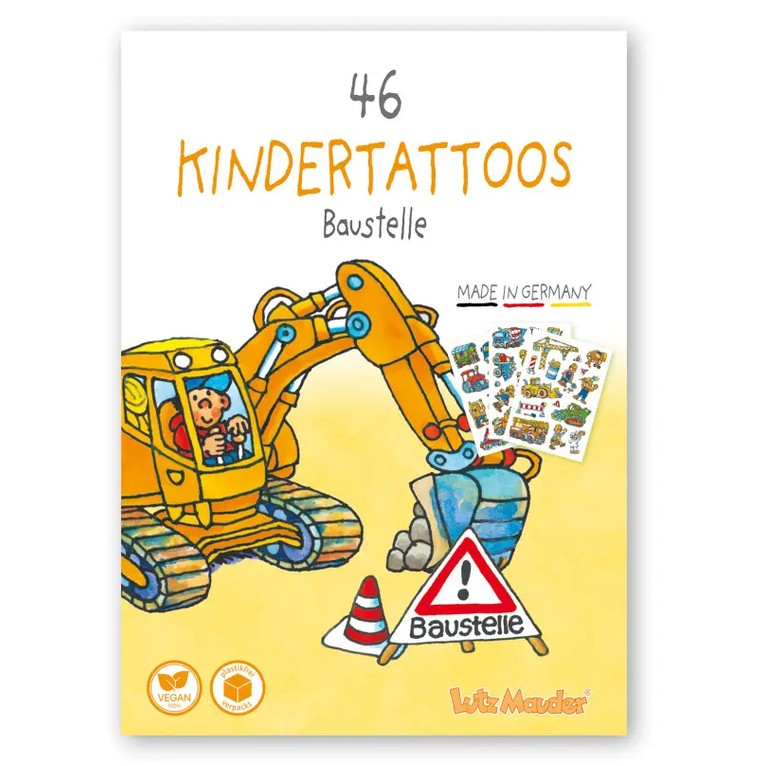 Lutz Mauder Tattoo-Set A6, Baustelle 3 Bögen, plastikfrei verpackt