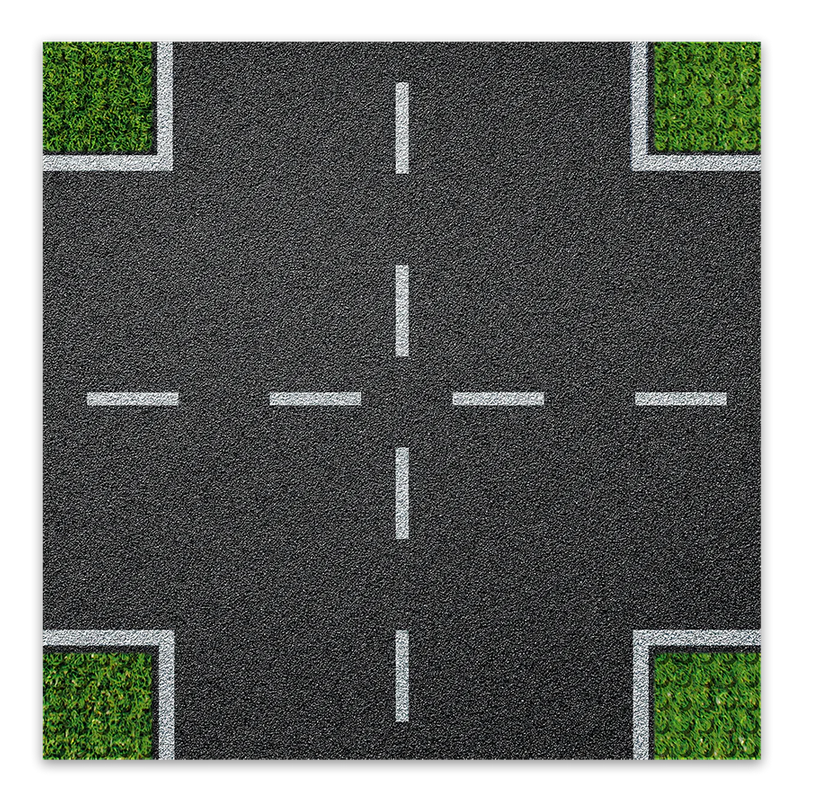 Brixies Plus Bodenplatte Straße Kreuzung 32 x 32 Noppen Klemmbausteine