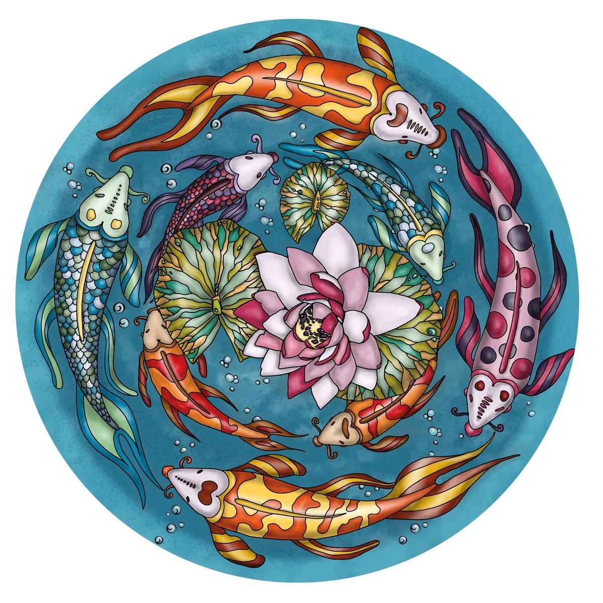 Curiosi Double Holz-Puzzle Koi mit Tablett