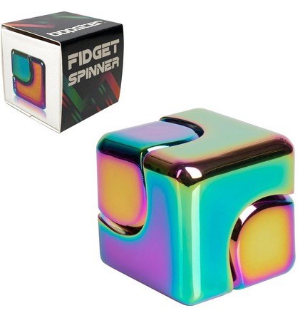 Bopster Fidget Spinner Cube - Multicoloured Metallic Metall Fidget Toy