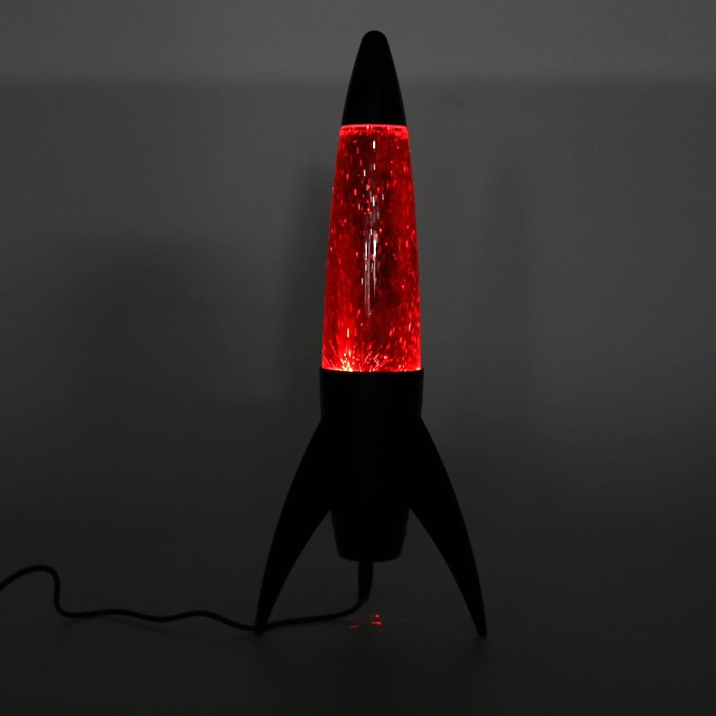 iTotal Rocket Glitter Lampe mit schwarzem Sockel und rotem Licht