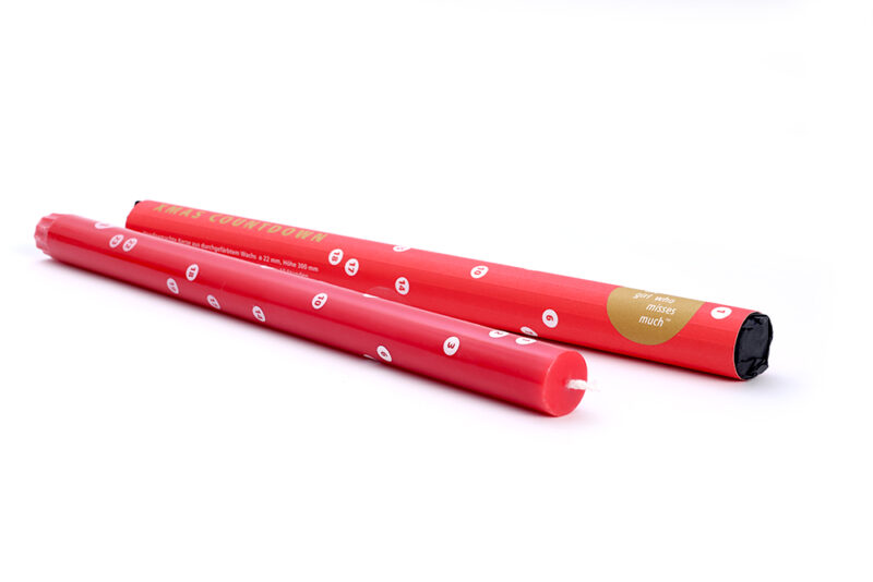 Adventskalender Kerze Kerze Xmas Countdown Rot Handgemachte Fairtrade Kerze, 30cm hoch - ohne Stände