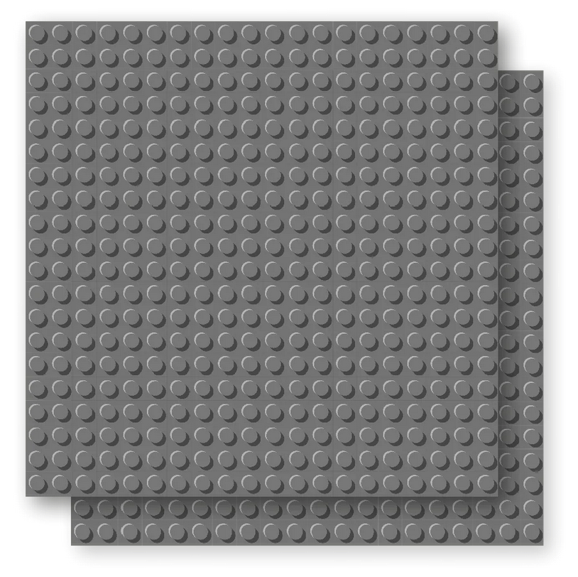 Brixies Plus Basic Bodenplatte Doppelpack dunkelgrau 20 x 20 Noppen Klemmbausteine