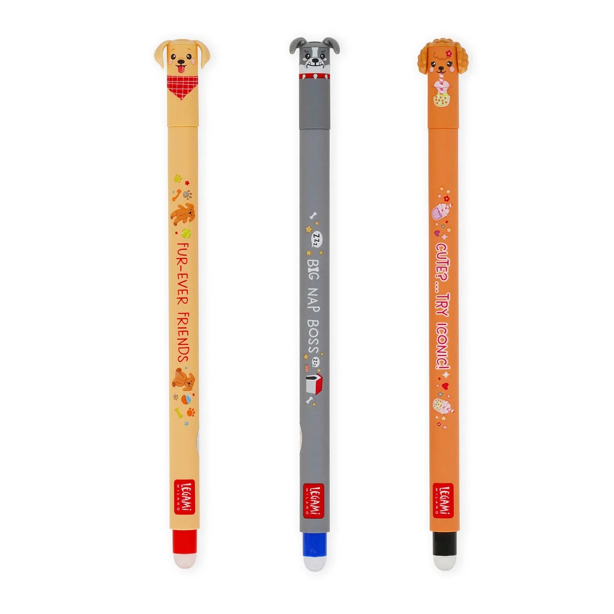Legami Set 3 Erasable Gel Pens - Fur-ever-Friends  Hunde