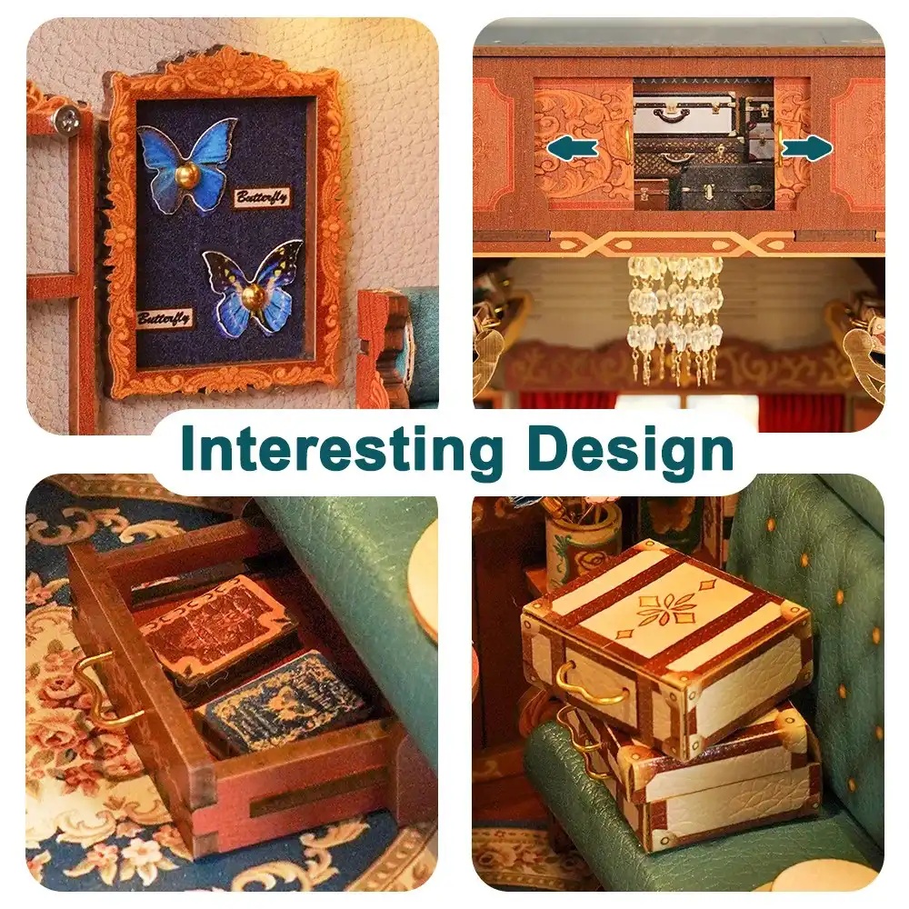 Tonecheer Bastelset Book Nook Zugabteil - European Travels Holz-Bausatz mit Licht
