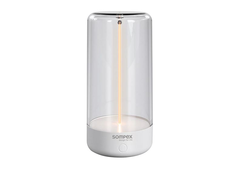 Sompex PULSE Akku-Tischleuchte weiß wetterfeste Dekolampe mit beweglichen Filament