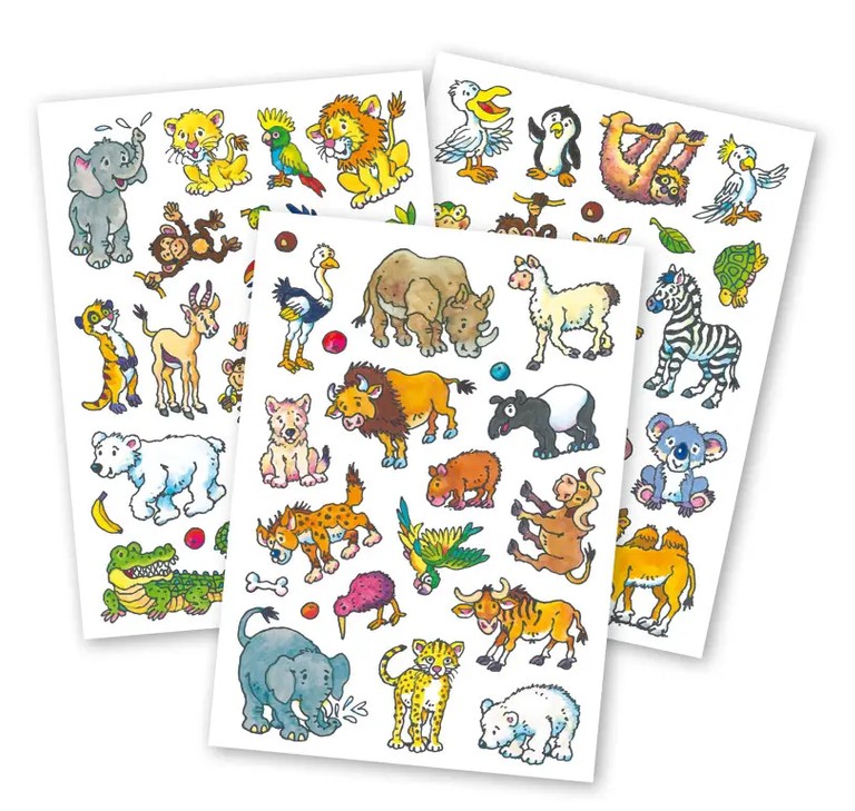 Lutz Mauder Tattoo-Set A6, Wildtiere 3 Bögen, plastikfrei verpackt