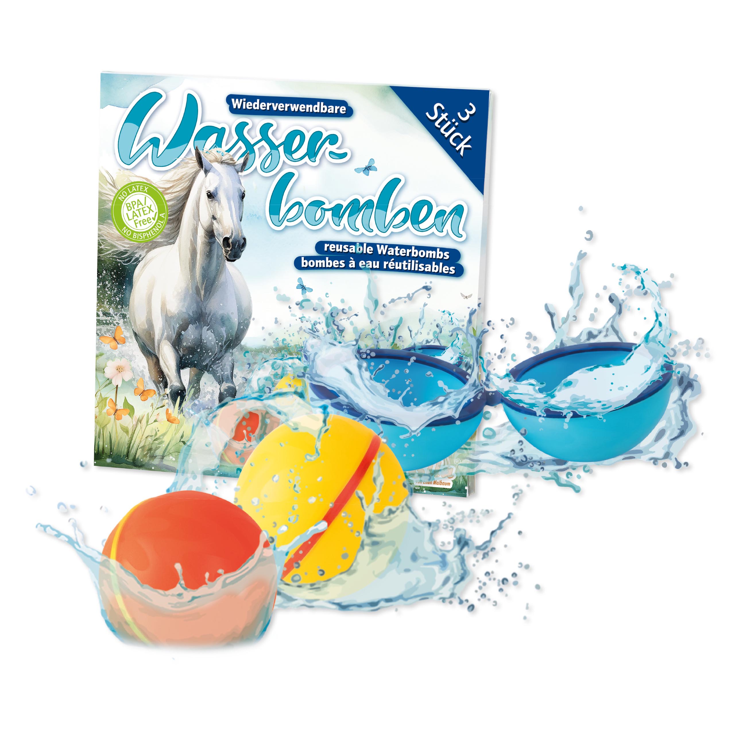 TapirElla Wiederverwendbare Wasserbomben Pferde 3er Set gute Qualität!