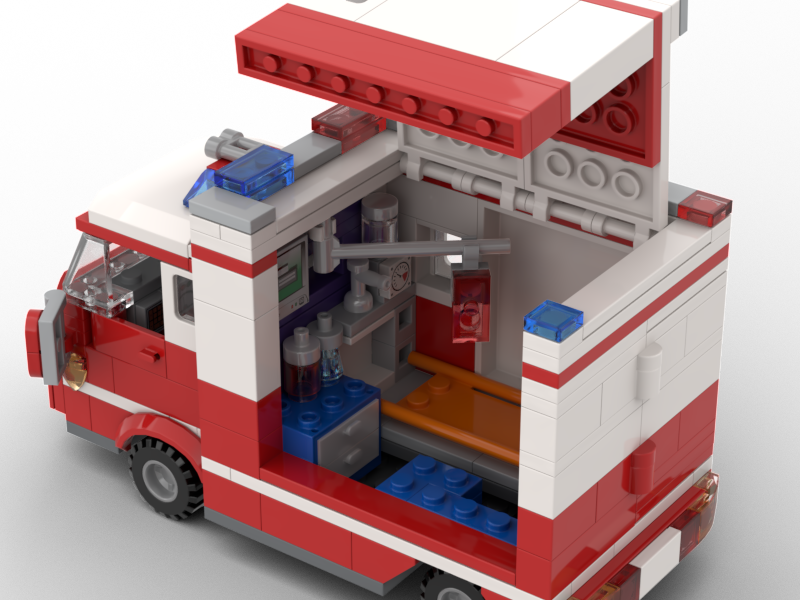 KiddiCraft Klemmbausteinset Rettungswagen - 3 Kiddiz Figuren 296 Teile