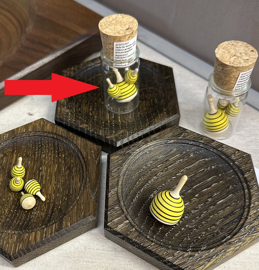 Mader Kreiselset Bienenschwarm im Glas 3 Holzkreisel