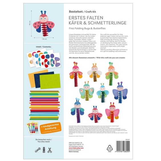 Haba Sachenmacher Bastelset - Erstes Falten Käfer & Schmetterlinge
