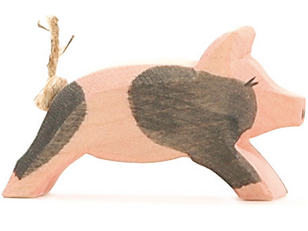 Ostheimer Ferkel gefleckt laufend Holzfigur