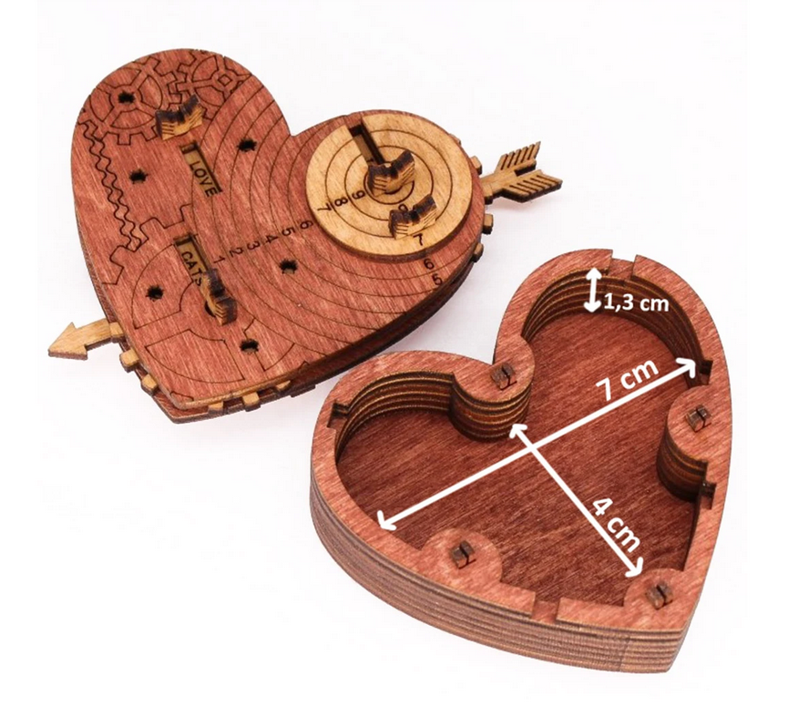 Rätselspiel Tin Woodman's Heart Eine mechanische Herz-Schatzkiste mit Codeschloss