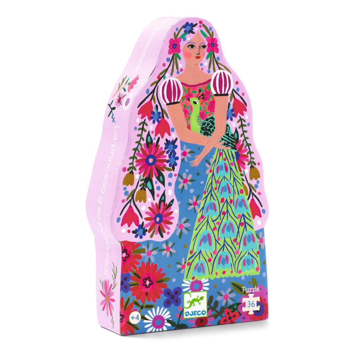 Djeco Formen Puzzle Prinzessin und Pfau - 36 Teile