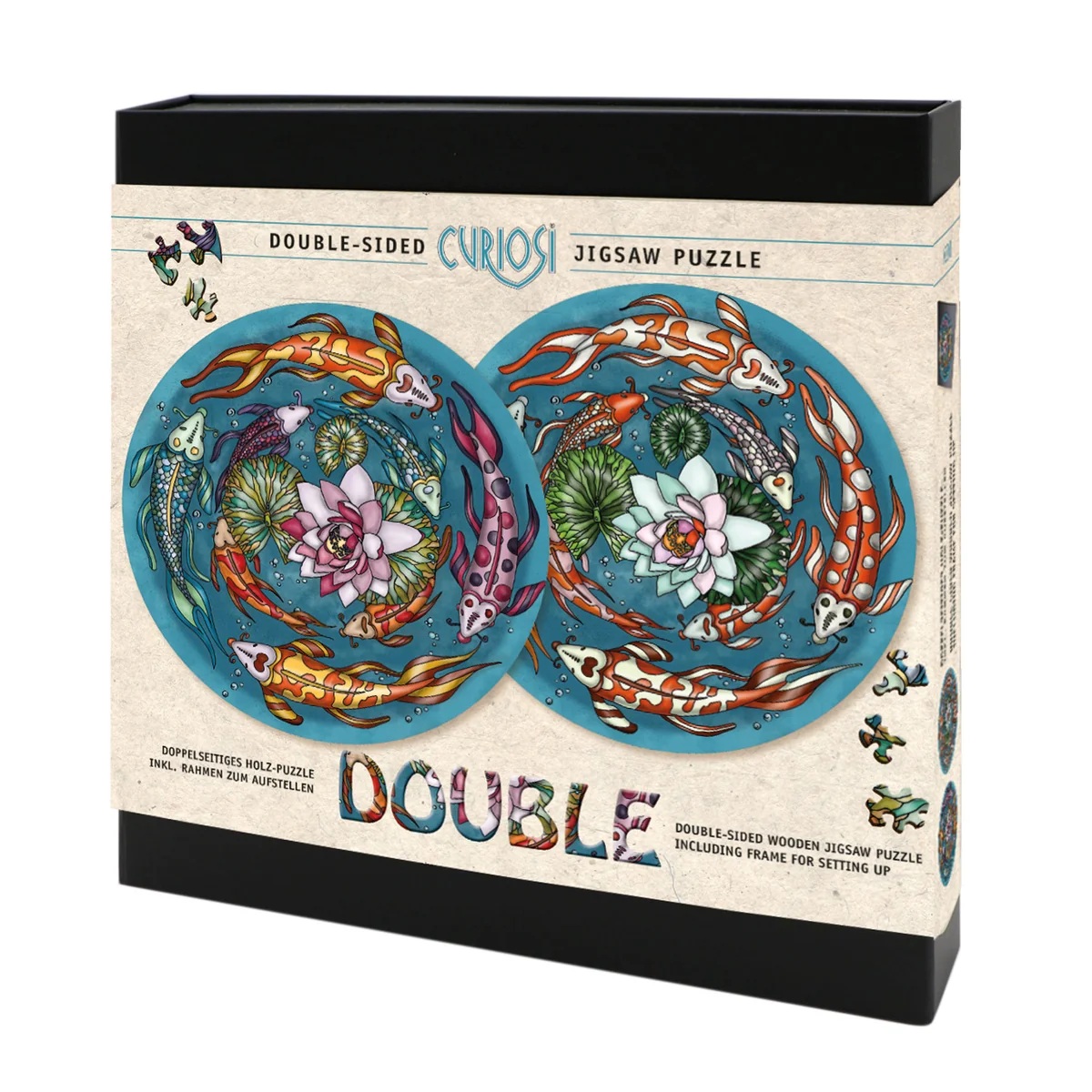 Curiosi Double Holz-Puzzle Koi mit Tablett
