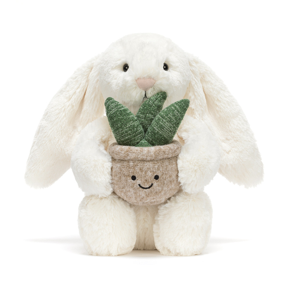 Jellycat Stofftier Cream Bunny with Plant
