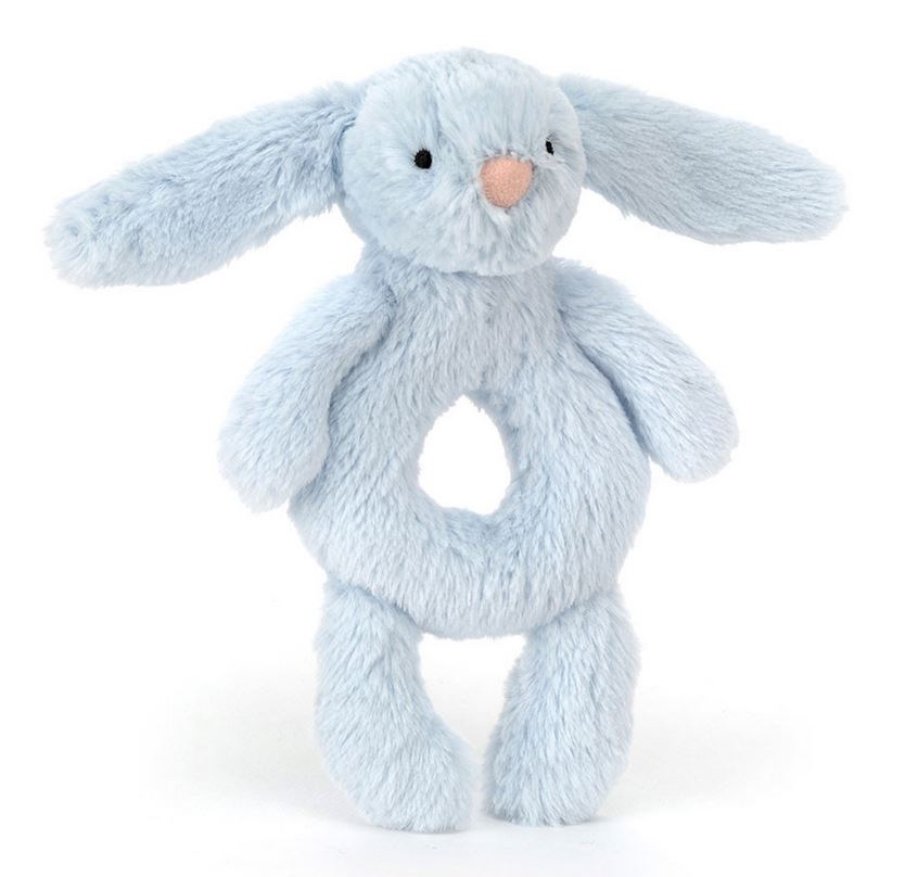Jellycat Greifling Bashful Bunny Ring Rattle Baby Blue Rassel blau