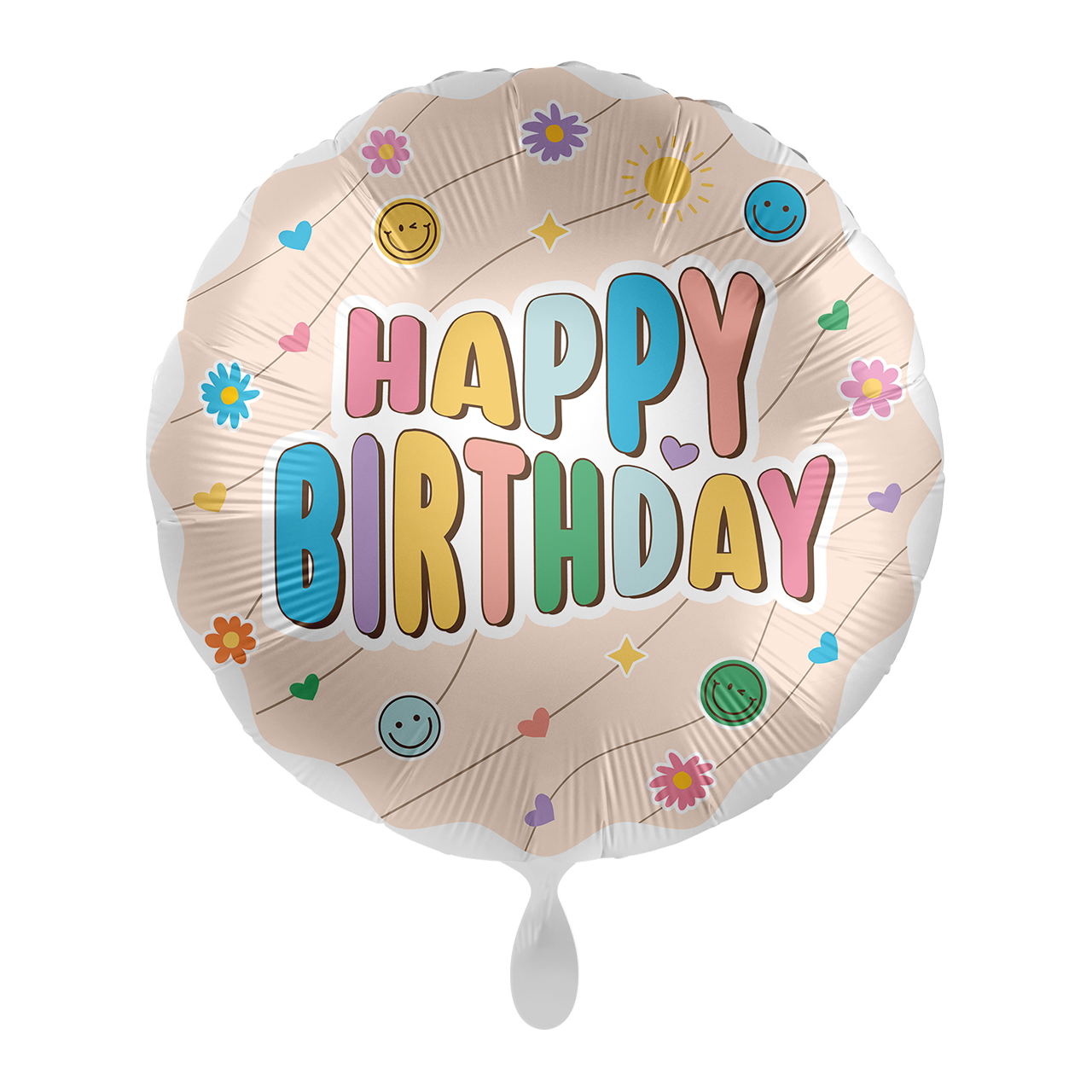 Folienballon Happy Birthday Coulouful Smiles 17"