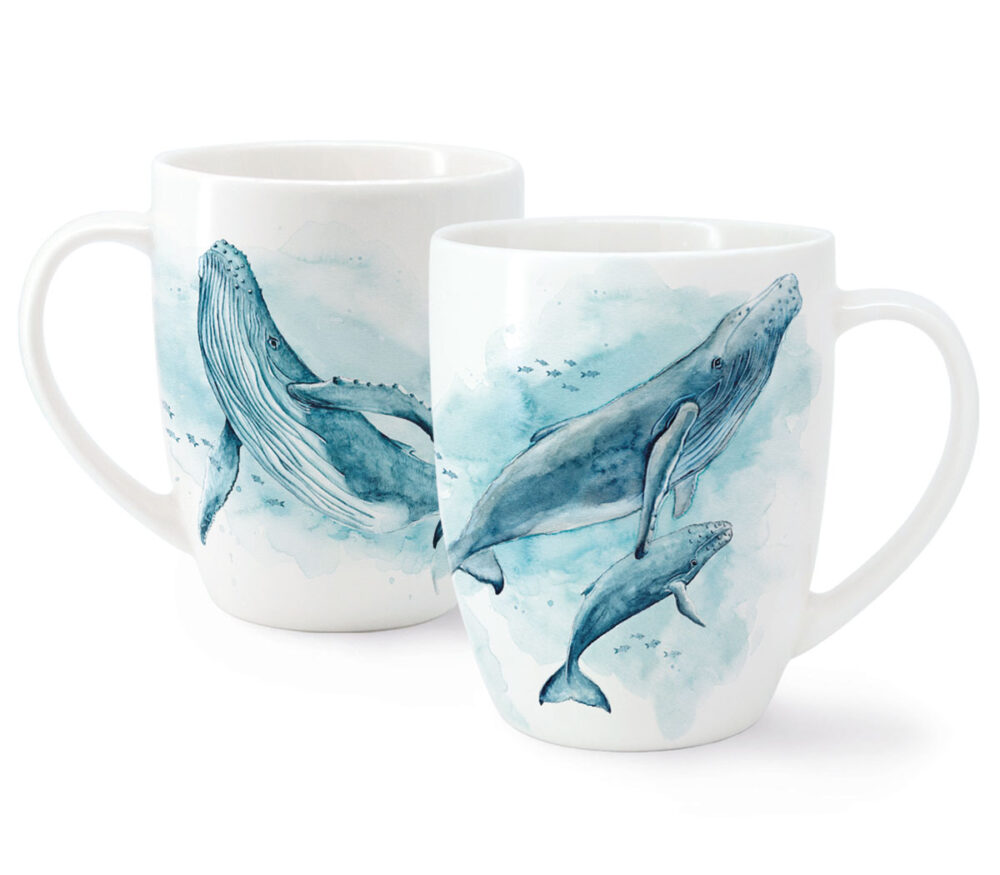 Maluu Porzellantasse Whale Wonders aus Porzellan mit zwei Wal-Motiven