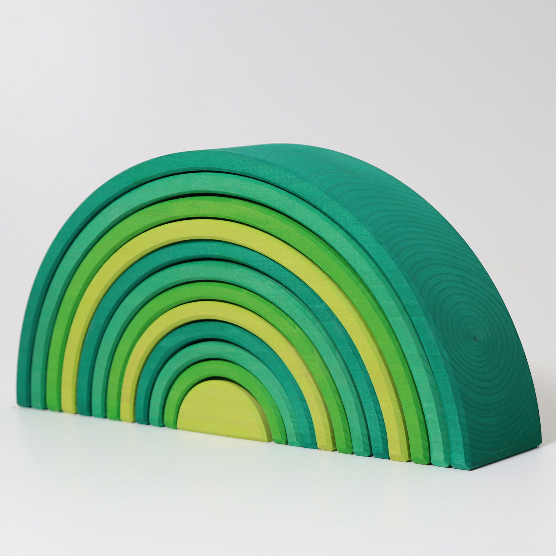 Grimms Großer Regenbogen Waldgrün, 38cm, 12-teiliger Holzbausatz 