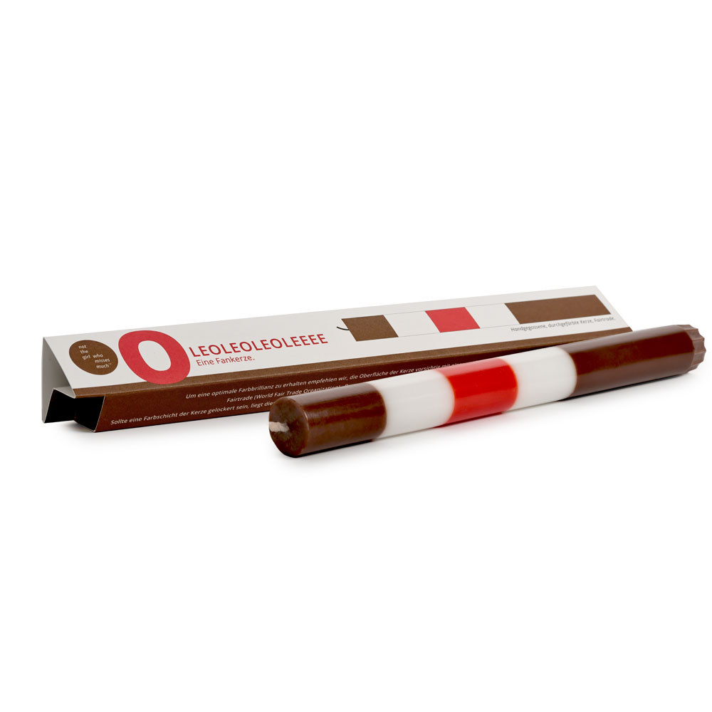 Fan Kerze Fahne Handgemachte Fairtrade Grusskerze, 23cm hoch