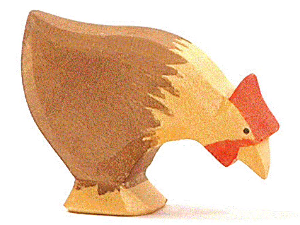 Ostheimer Huhn braun pickend Holzfigur